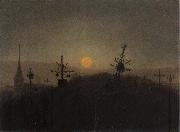 Carl Gustav Carus Cemetery in the Moonlight oil painting on canvas